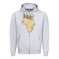 Heather Grey africa with crown Zipper Hoodie - MaliasSmallBusiness