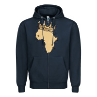 Navy africa with crown Zipper Hoodie - MaliasSmallBusiness