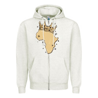 Oatmeal Heather africa with crown Zipper Hoodie - MaliasSmallBusiness