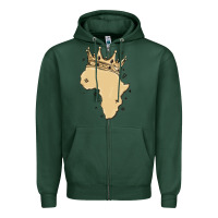 Sports Green africa with crown Zipper Hoodie - MaliasSmallBusiness