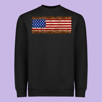 Usa Flag Leopard Heavyweight Sweatshirt Designed By Jahusdesignshop
