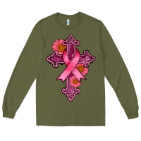 Army Green breast cancer cross Long Sleeve Tee - AdoDesignShop