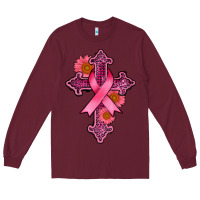 Burgundy breast cancer cross Long Sleeve Tee - AdoDesignShop