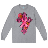Heather Grey breast cancer cross Long Sleeve Tee - AdoDesignShop