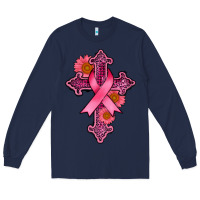 Navy breast cancer cross Long Sleeve Tee - AdoDesignShop