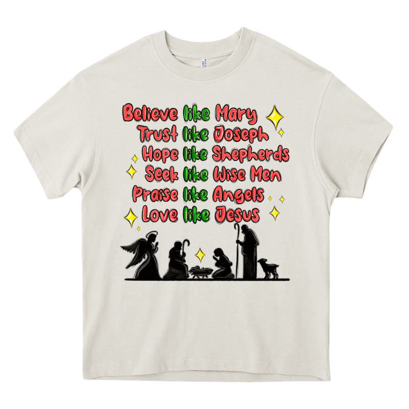Jesus And Family Belive Like Mary Heavy Core Tee by MaliasSmallBusiness | Teevron