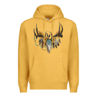 Mustard boho deer skull sunflowers and gemstone Premium Hoodie - RanaPortraitStore