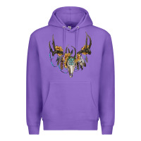 Purple boho deer skull sunflowers and gemstone Premium Hoodie - RanaPortraitStore