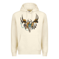 Sandshell boho deer skull sunflowers and gemstone Premium Hoodie - RanaPortraitStore