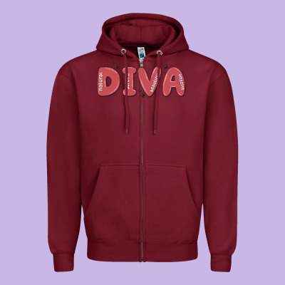Diva Zipper Hoodie Designed By Maliassmallbusiness