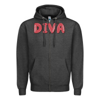 Charcoal Heather diva Zipper Hoodie - MaliasSmallBusiness