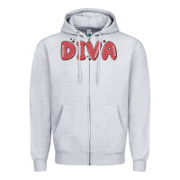 Heather Grey diva Zipper Hoodie - MaliasSmallBusiness