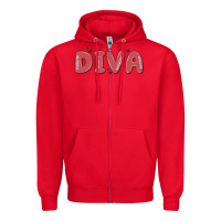 Red diva Zipper Hoodie - MaliasSmallBusiness