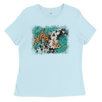 Baby Blue cowhide turquoise leather background Ladies Tee - AdoDesignShop