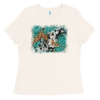 Bone cowhide turquoise leather background Ladies Tee - AdoDesignShop