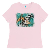 Bubblegum Pink cowhide turquoise leather background Ladies Tee - AdoDesignShop