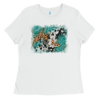 White cowhide turquoise leather background Ladies Tee - AdoDesignShop