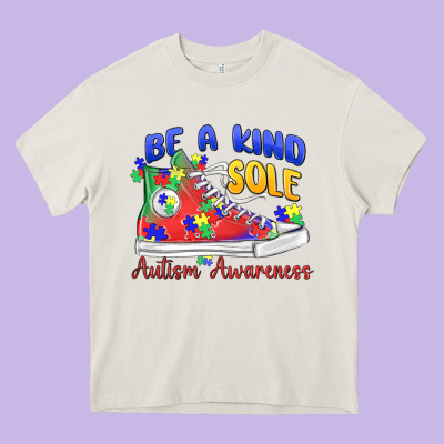 Be A Kind Sole Autism Awareness Heavy Core Tee Designed By Maliassmallbusiness