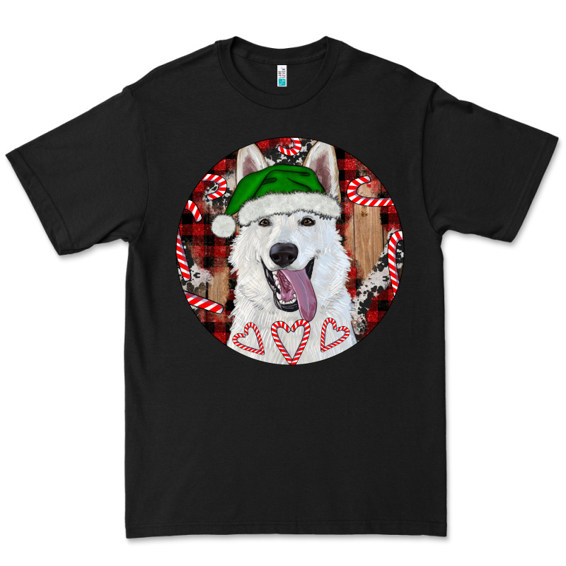 Christmas White Shepherd With Buffalo Plaid Premium Tee by RanaPortraitStore | Teevron