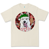 Bone Christmas White Shepherd With Buffalo Plaid Premium Tee - RanaPortraitStore