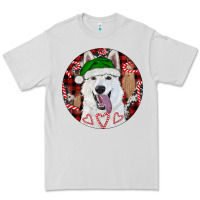 Dove Grey Christmas White Shepherd With Buffalo Plaid Premium Tee - RanaPortraitStore