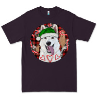 Plum Christmas White Shepherd With Buffalo Plaid Premium Tee - RanaPortraitStore
