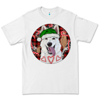 White Christmas White Shepherd With Buffalo Plaid Premium Tee - RanaPortraitStore