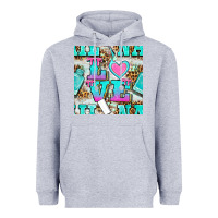 Heather Grey love nail and polish with leopard seamless pattern bbs Heavyweight Hoodie - BundleAndBundleShop