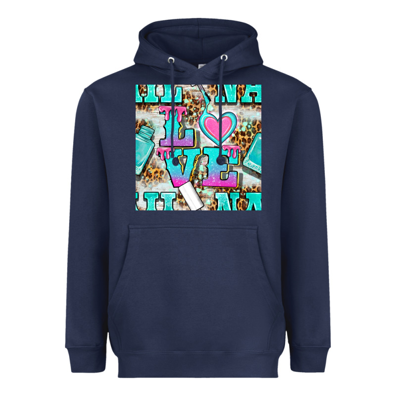 Love Nail And Polish With Leopard Seamless Pattern Bbs Heavyweight Hoodie by BundleAndBundleShop | Teevron