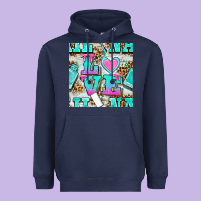 Love Nail And Polish With Leopard Seamless Pattern Bbs Heavyweight Hoodie Designed By Bundleandbundleshop