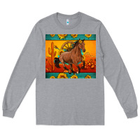 Heather Grey western sunset galloping horse sunflower Long Sleeve Tee - Artiststas