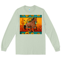 Matcha western sunset galloping horse sunflower Long Sleeve Tee - Artiststas