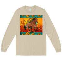 Mushroom western sunset galloping horse sunflower Long Sleeve Tee - Artiststas