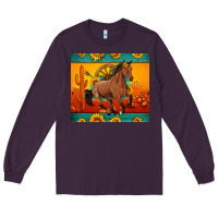 Plum western sunset galloping horse sunflower Long Sleeve Tee - Artiststas