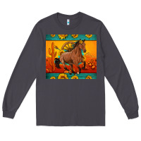 Smoke western sunset galloping horse sunflower Long Sleeve Tee - Artiststas