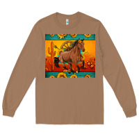 Toasted Coconut western sunset galloping horse sunflower Long Sleeve Tee - Artiststas