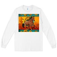 White western sunset galloping horse sunflower Long Sleeve Tee - Artiststas