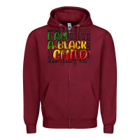 Burgundy i am a black child Zipper Hoodie - MaliasSmallBusiness