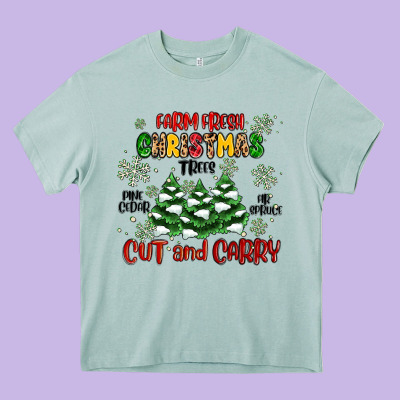Farm Fresh Christmas Trees Heavy Core Tee Designed By Maliassmallbusiness