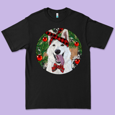 Premium Tee Christmas White Shepherd With Cowhide