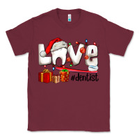 Burgundy Christmas love  dentist Classic Tee - AdoDesignShop