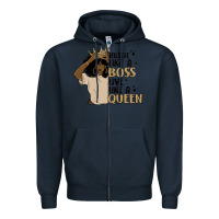 Navy hustle like a boss live like a queen Zipper Hoodie - MaliasSmallBusiness