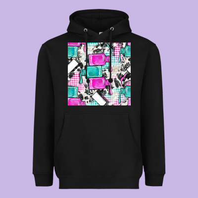 Nail Polish With Cowhide And Plaid Seamless Pattern Bbs Heavyweight Hoodie Designed By Bundleandbundleshop