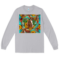 Moon Dust sunflowers and cactus horses turquoise aztec leopard background Long Sleeve Tee - Artiststas