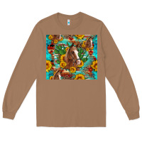 Toasted Coconut sunflowers and cactus horses turquoise aztec leopard background Long Sleeve Tee - Artiststas