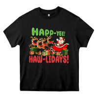 Black happ yee haw lidays Heavy Core Tee - MaliasSmallBusiness