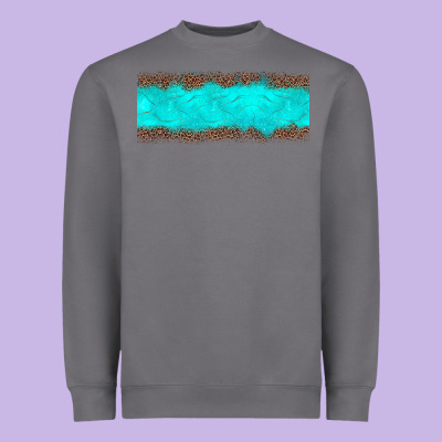 Turquoise Leopard Heavyweight Sweatshirt Designed By Jahusdesignshop