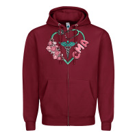 Burgundy cma  heart Zipper Hoodie - MaliasSmallBusiness