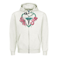 Oatmeal Heather cma  heart Zipper Hoodie - MaliasSmallBusiness