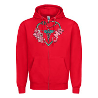 Red cma  heart Zipper Hoodie - MaliasSmallBusiness